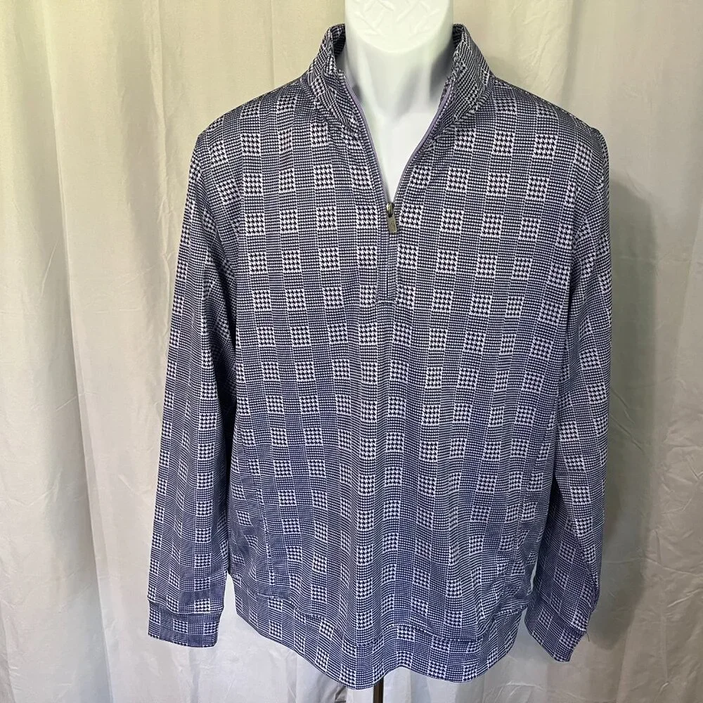 Bobby Jones Performance 1/2 Zip Jacket L Purple Plaid Golf EUC 🟣⛳